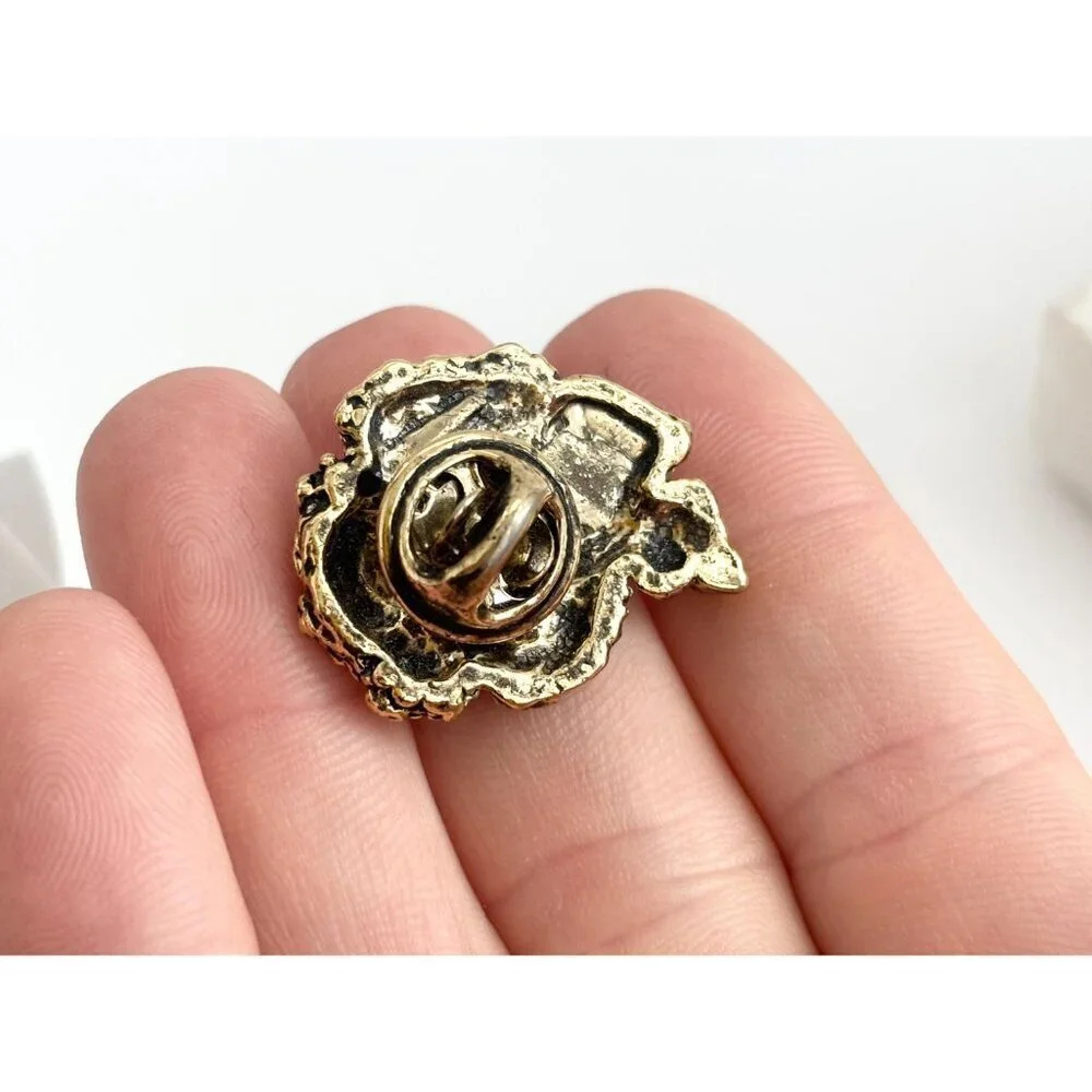 Cherub Angel Dark Gold Toned Carved Tiny Vintage Cute Jewelry Brooch | Lapel Pin